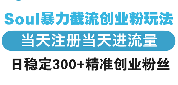 Soul暴力截流创业粉玩法，当天注册当天进流量，日稳定300+精准创业粉丝_豪客资源库