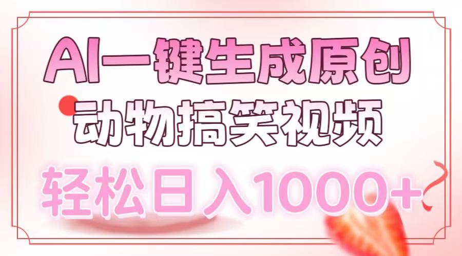 AI一键生成原创动物搞笑视频，轻松日入1000+_豪客资源库