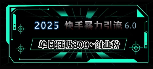 2025年快手6.0保姆级教程震撼来袭，单日狂吸300+精准创业粉_豪客资源库