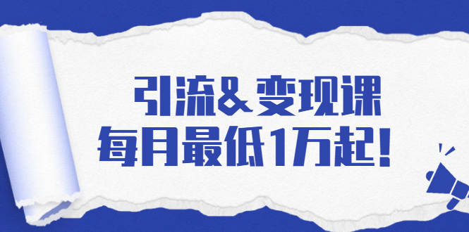 引流&变现课：分享一整套流量方法以及各个渠道收入，每月最低1万起！_豪客资源库