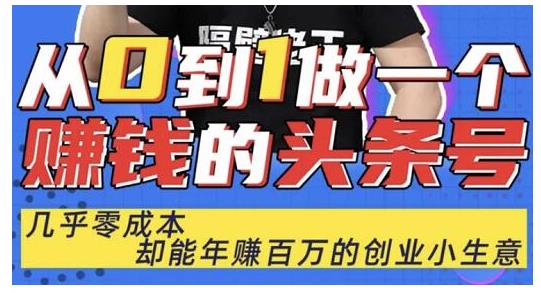 佬王·从0到1做一个赚钱的头条号，几乎零成本，却能年赚百万的创业项目_豪客资源库