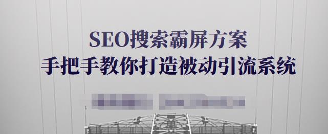 SEO搜索霸屏方案，手把手教你打造被动引流系统【视频课程】_豪客资源库