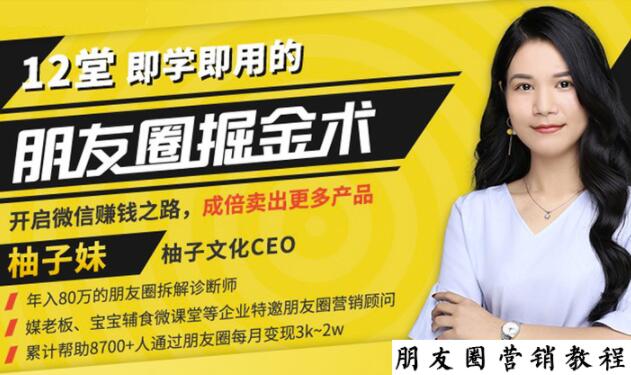 【营销必学】12堂学之即用的朋友圈掘金术:开启你的副业赚钱之路_豪客资源库