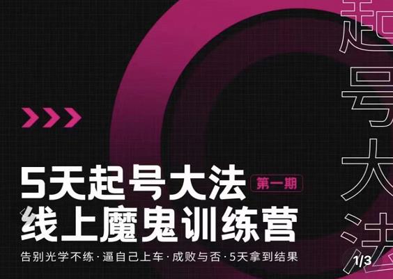 大播·五天起号魔鬼训练营，告别光学不练，逼自己上车，成败与否，5天拿到结果_豪客资源库