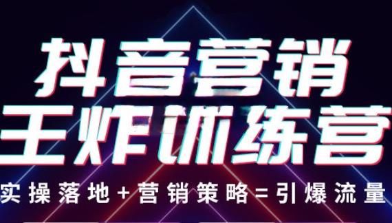 抖音营销王炸训练营，实操落地+营销策略=引爆流量（价值8960元）_豪客资源库