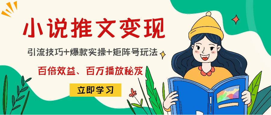 小说推文训练营：引流技巧+爆款实操+矩阵号玩法，百倍效益、百万播放秘笈_豪客资源库