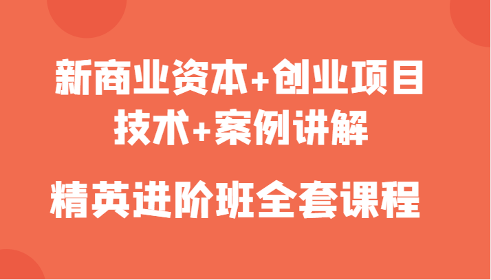 新商业资本+创业项目，技术+案例讲解，精英进阶班全套课程_豪客资源库
