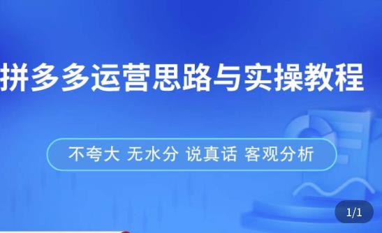 拼多多店铺运营思路与实操教程，快速学会拼多多开店和运营，少踩坑，多盈利_豪客资源库