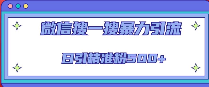 微信搜一搜引流全系列课程，日引精准粉500+（8节课）_豪客资源库