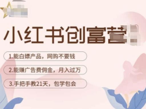 小红书创富营-教小红书带货，陪跑21天，教你赚广告费佣金，月入过万_豪客资源库