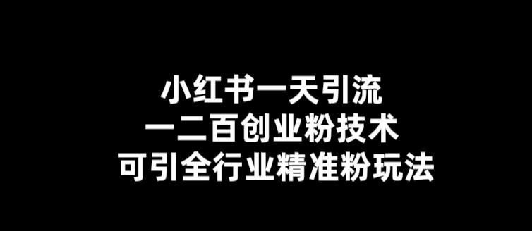 小红书一天引流一二百创业粉技术，可引全行业精准粉玩法【仅揭秘】_豪客资源库