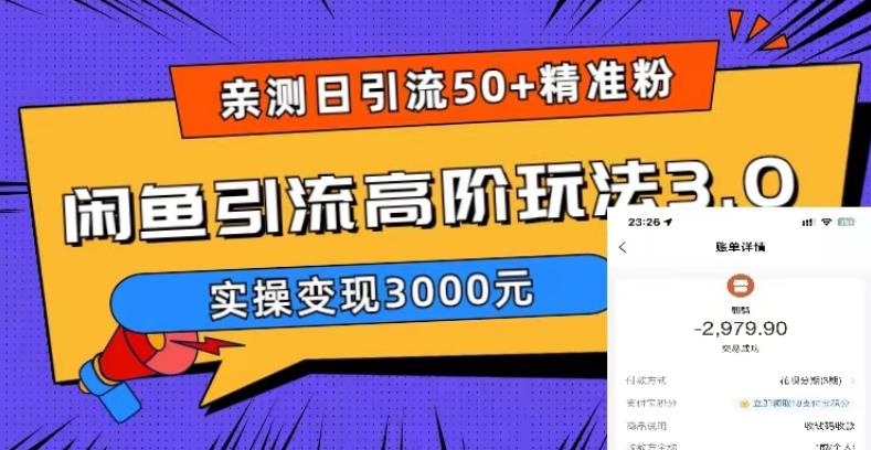 亲测日引50+精准粉,闲鱼引流高阶玩法3.0,实操变现3000元【揭秘】_豪客资源库