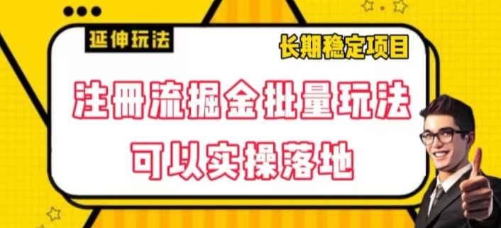 注册流掘金批量玩法，可以实操落地【揭秘】_豪客资源库