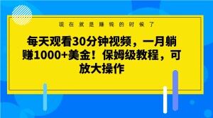 每天观看30分钟视频,一月躺赚1000+美金!保姆级教程,可放大操作【揭秘】_豪客资源库