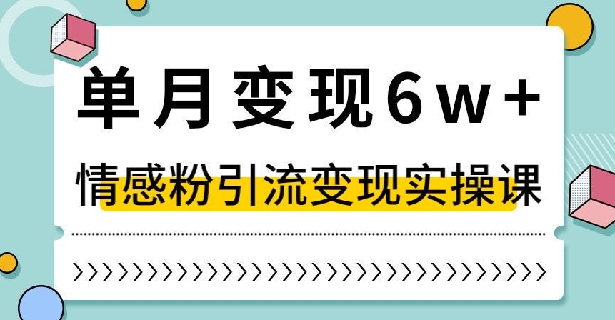单月变现6W+，抖音情感粉引流变现实操课，小白可做，轻松上手，独家赛道【揭秘】_豪客资源库