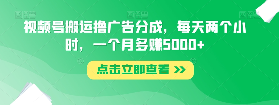 视频号搬运撸广告分成，每天两个小时，一个月多赚5000+_豪客资源库