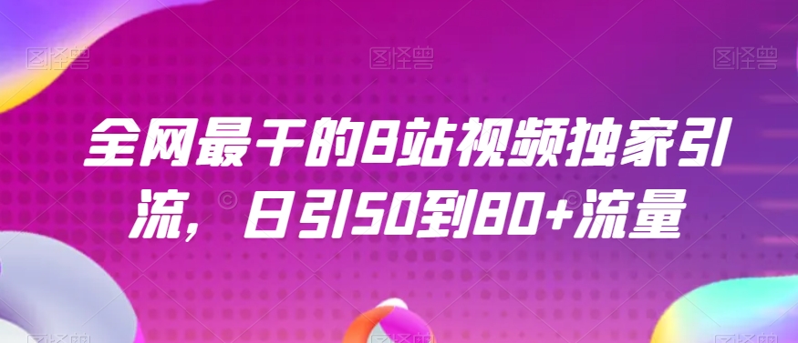 全网最干的B站视频独家引流，日引50到80+流量【揭秘】_豪客资源库