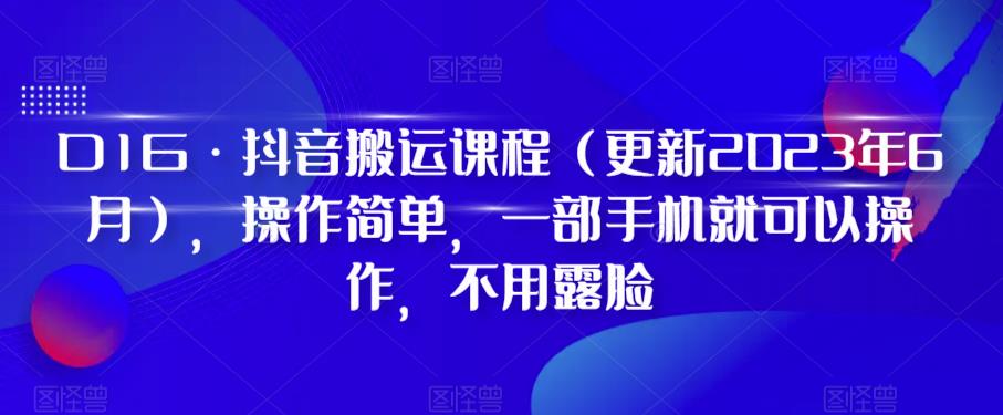 D1G·抖音搬运课程（更新2023年12月），操作简单，一部手机就可以操作，不用露脸_豪客资源库