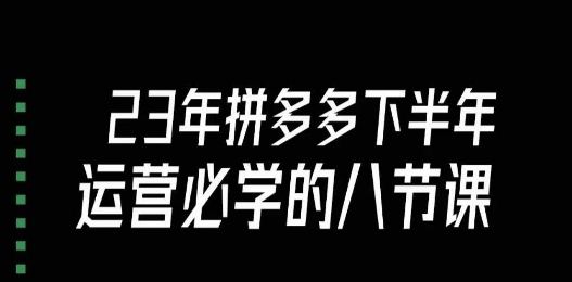 大牙·23年下半年拼多多运营必学的八节课（18节完整）_豪客资源库