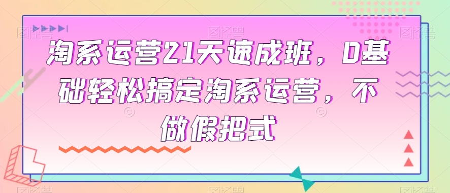 淘系运营21天速成班,0基础轻松搞定淘系运营,不做假把式_豪客资源库