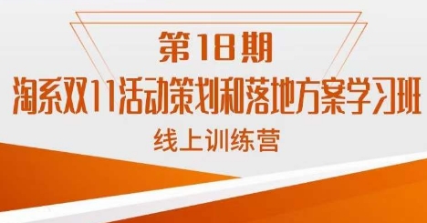 南掌柜·淘系双11活动策划和落地方案线上课18期_豪客资源库