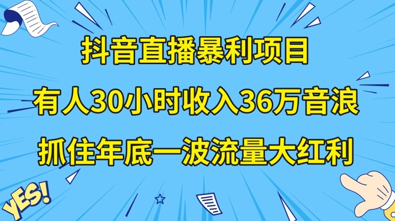 抖音直播暴利项目，有人30小时收入36万音浪，公司宣传片年会视频制作，抓住年底一波流量大红利【揭秘】_豪客资源库