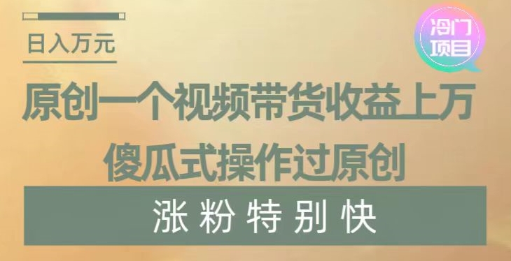 原创一个视频带货收益上万，傻瓜式操作过原创，几分钟做一个视频涨粉特别快【揭秘】_豪客资源库