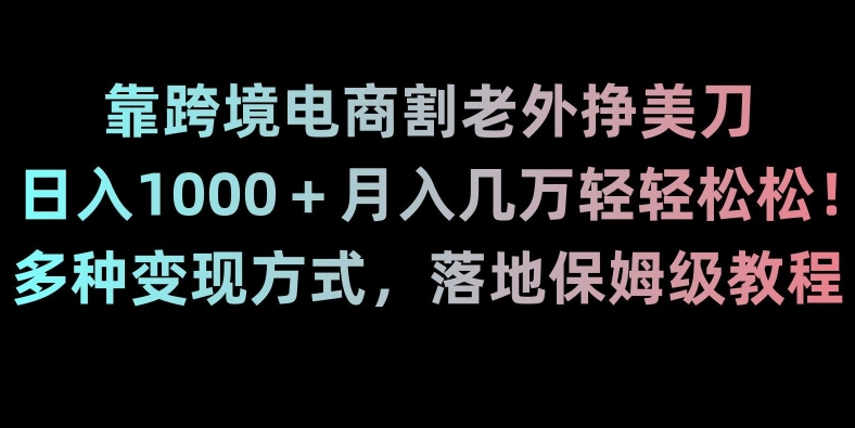 靠跨境电商割老外挣美刀，日入1000＋月入几万轻轻松松！多种变现方式，落地保姆级教程【揭秘】_豪客资源库