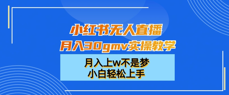 小红书无人直播月入30gmv实操教学，月入上w不是梦，小白轻松上手【揭秘】_豪客资源库