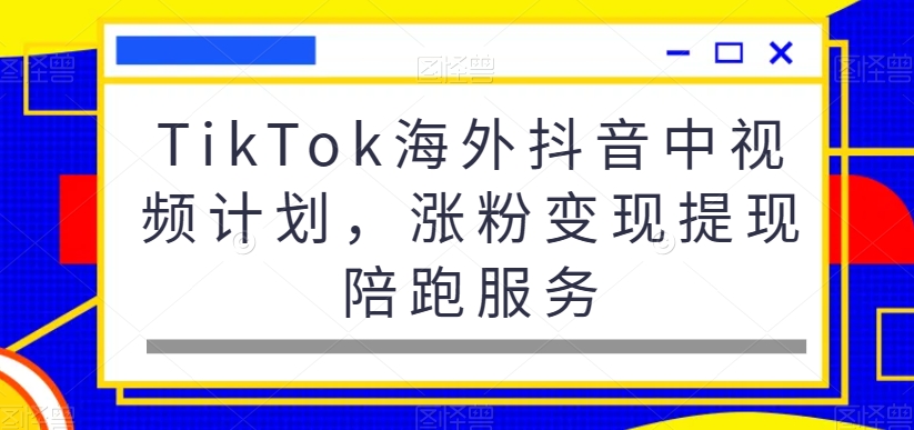 TikTok海外抖音中视频计划，涨粉变现提现陪跑服务_豪客资源库