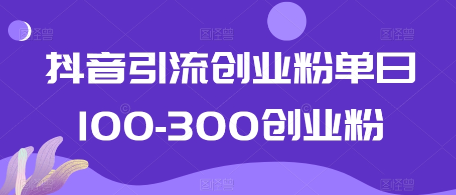 抖音引流创业粉单日100-300创业粉【揭秘】_豪客资源库