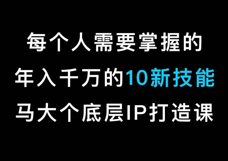马大个的IP底层逻辑课，​每个人需要掌握的年入千万的10新技能，约会底层IP打造方法！_豪客资源库