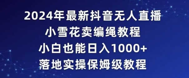 2024年抖音最新无人直播小雪花卖编绳项目，小白也能日入1000+落地实操保姆级教程【揭秘】_豪客资源库