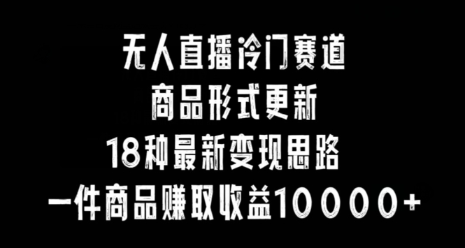 无人直播冷门赛道，商品形式更新，18种变现思路，一件商品赚取收益10000+【揭秘】_豪客资源库