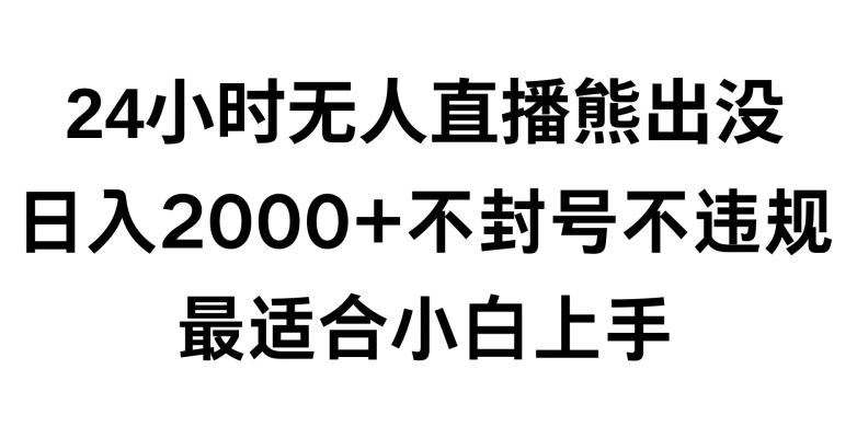 快手24小时无人直播熊出没，不封直播间，不违规，日入2000+，最适合小白上手，保姆式教学【揭秘】_豪客资源库