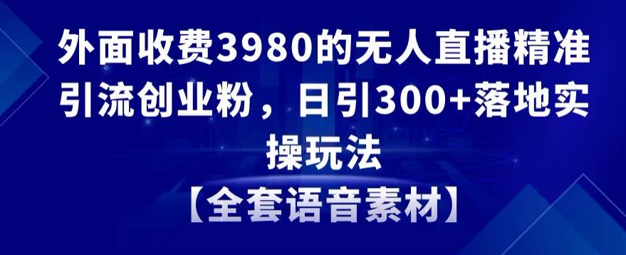 外面收费3980的无人直播精准引流创业粉，日引300+落地实操玩法【全套语音素材】【揭秘】_豪客资源库