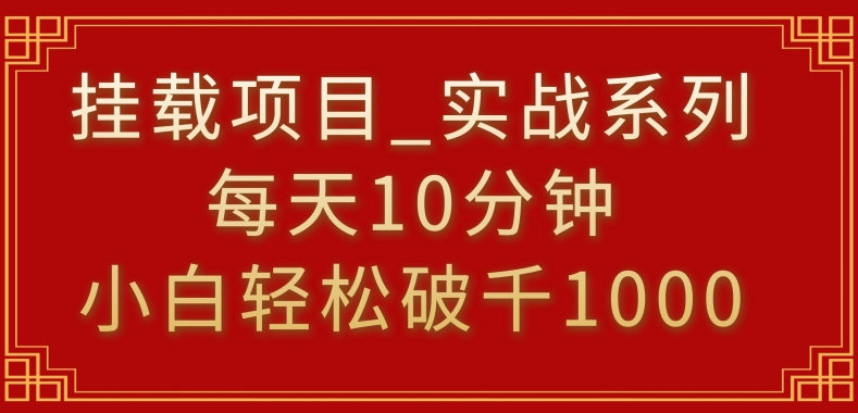 挂载项目，小白轻松破1000，每天10分钟，实战系列保姆级教程【揭秘】_豪客资源库