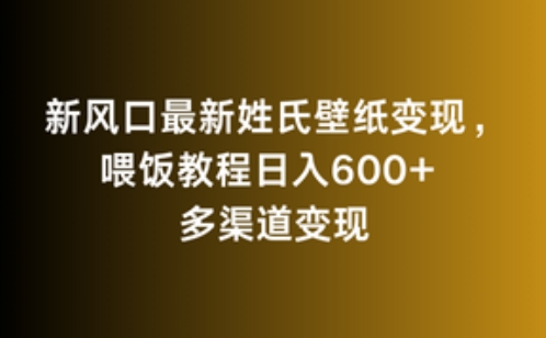 新风口最新姓氏壁纸变现，喂饭教程日入600+【揭秘】_豪客资源库