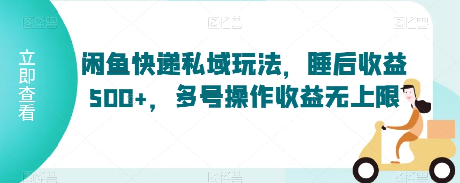 闲鱼快递私域玩法，睡后收益500+，多号操作收益无上限【揭秘】_豪客资源库