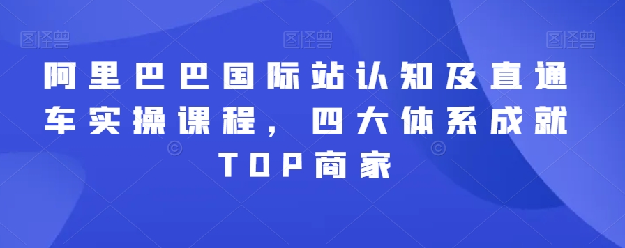 阿里巴巴国际站认知及直通车实操课程，四大体系成就TOP商家_豪客资源库