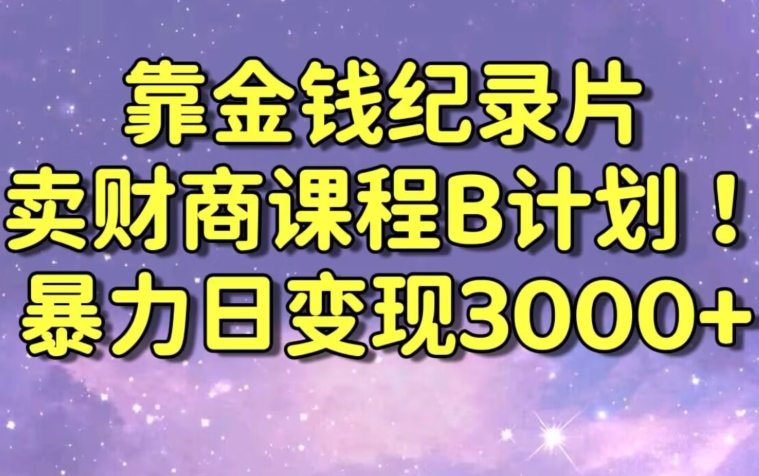 财经纪录片联合财商课程的变现策略，暴力日变现3000+，喂饭级别教学【揭秘】_豪客资源库