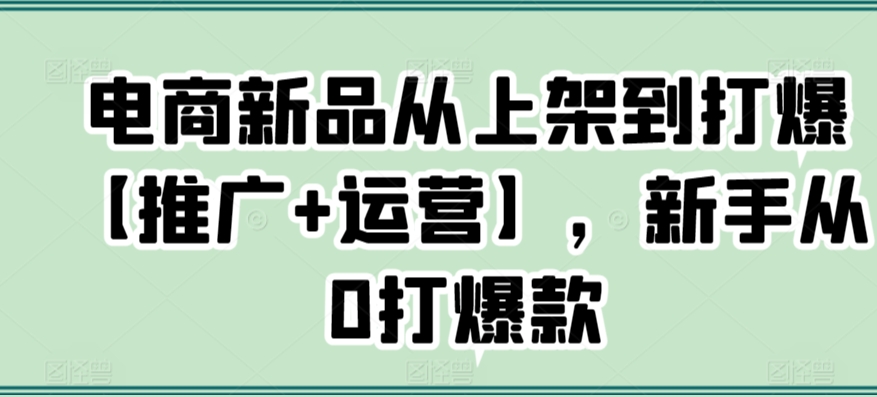 电商新品从上架到打爆【推广+运营】，新手从0打爆款_豪客资源库