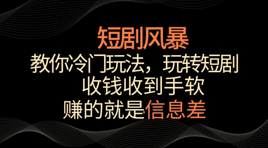 短剧风暴，教你冷门玩法，玩转短剧，收钱收到手软【揭秘】_豪客资源库