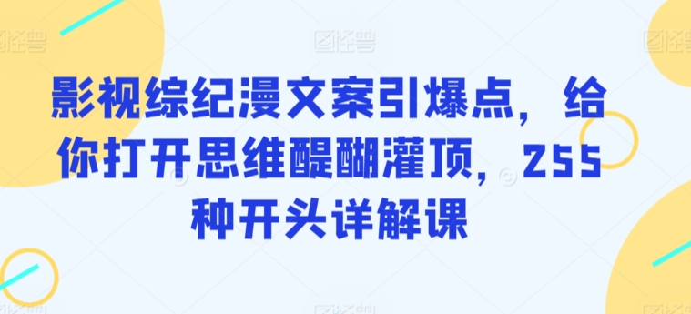影视综纪漫文案引爆点,给你打开思维醍醐灌顶,255种开头详解课_豪客资源库