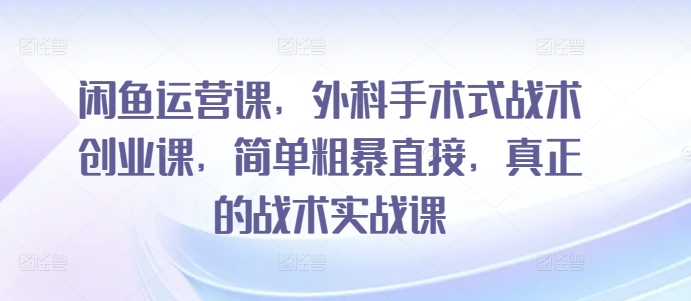 闲鱼运营课,外科手术式战术创业课,简单粗暴直接,真正的战术实战课_豪客资源库