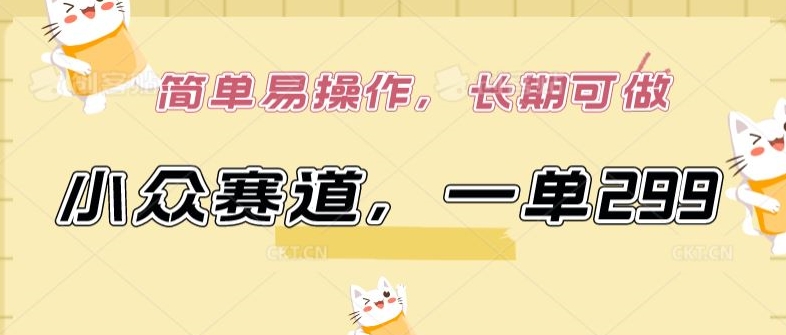 小众赛道，一单299.简单易操作，长期可做【揭秘】_豪客资源库