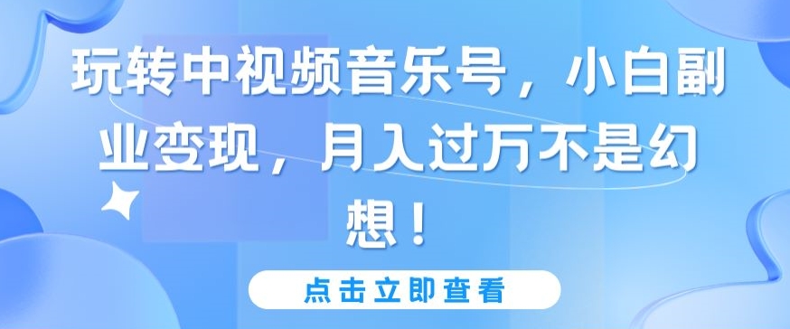 玩转中视频音乐号，小白副业变现，月入过万不是幻想【揭秘】_豪客资源库