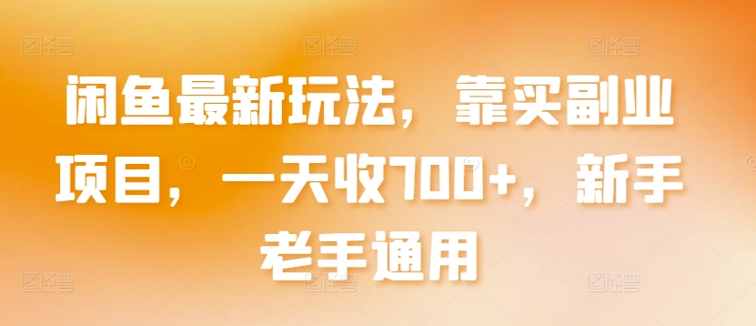 闲鱼最新玩法，靠买副业项目，一天收700+，新手老手通用【揭秘】_豪客资源库