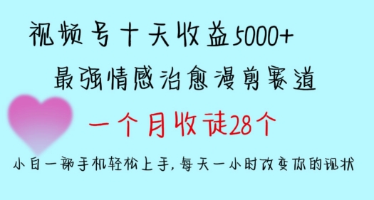 十天收益5000+，多平台捞金，视频号情感治愈漫剪，一个月收徒28个，小白一部手机轻松上手【揭秘】_豪客资源库