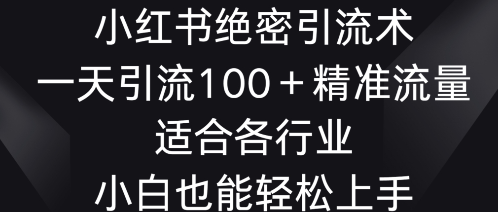 小红书绝密引流术，一天引流100+精准流量，适合各个行业，小白也能轻松上手【揭秘】_豪客资源库